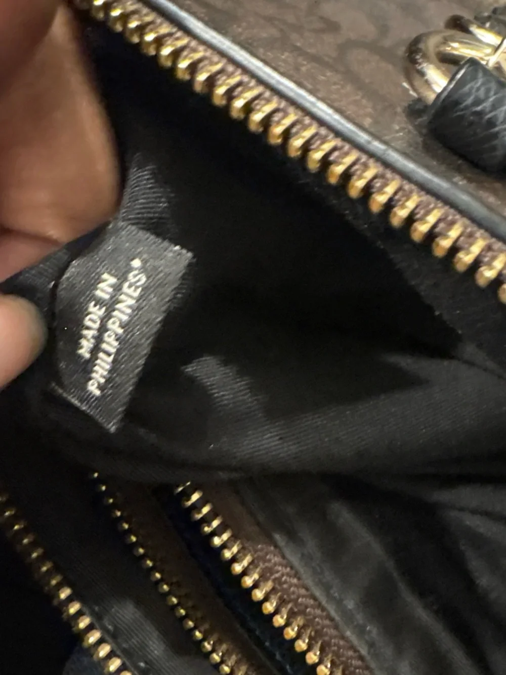 Coach Dark Brown Signature Leather Tote with Gold Hardware